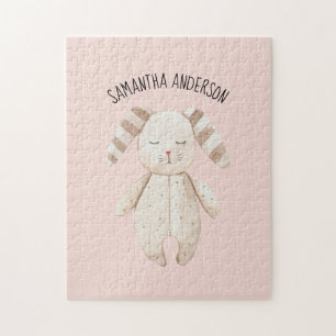 Puzzle Modern Pastel Pink Bunny