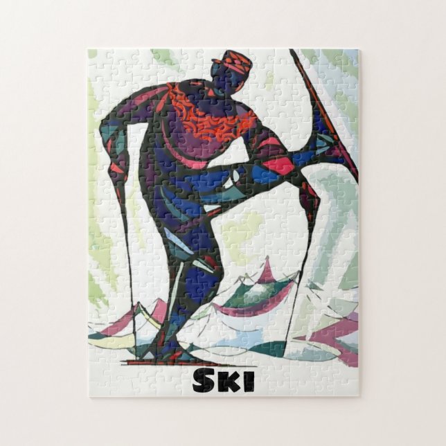 Puzzle Modern Skier in Colorful Sweater (Vertical)