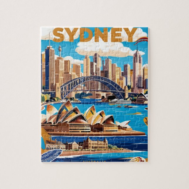 Puzzle Modern Sydney Australie Travel Art Vintage (Vertical)