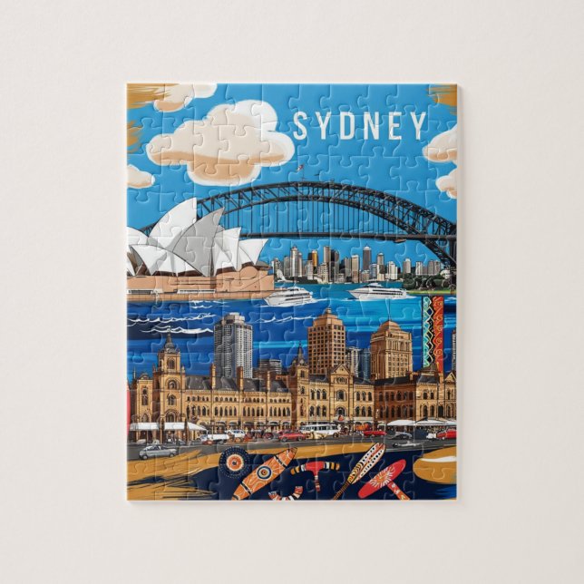 Puzzle Modern Sydney Australie Travel Art Vintage (Vertical)
