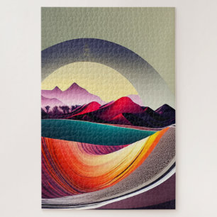 Puzzle Moderne Abstrait paysage de montagne minimaliste