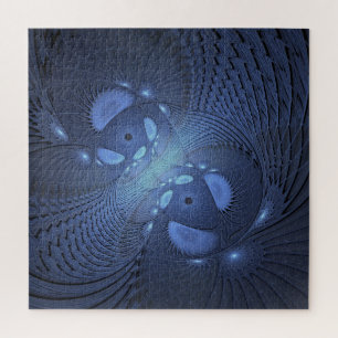 Puzzle Moderne Abstrait tendance Dusk Blue Fractal Art