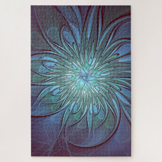 Puzzle Moderne Abstrait tendance Fleur bleue Fractal Art (Vertical)