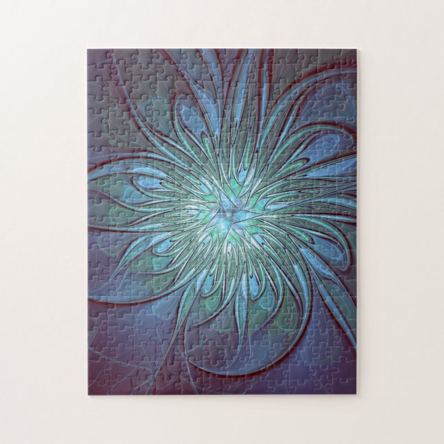 Puzzle Moderne Abstrait tendance Fleur bleue Fractal Art (Vertical)