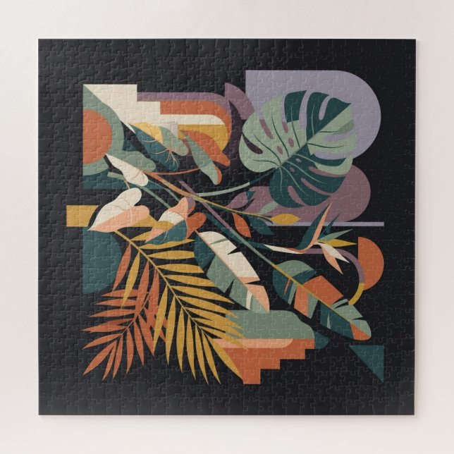 Puzzle Moderne Abstrait Tropical Botanique et Architectur (Horizontal)
