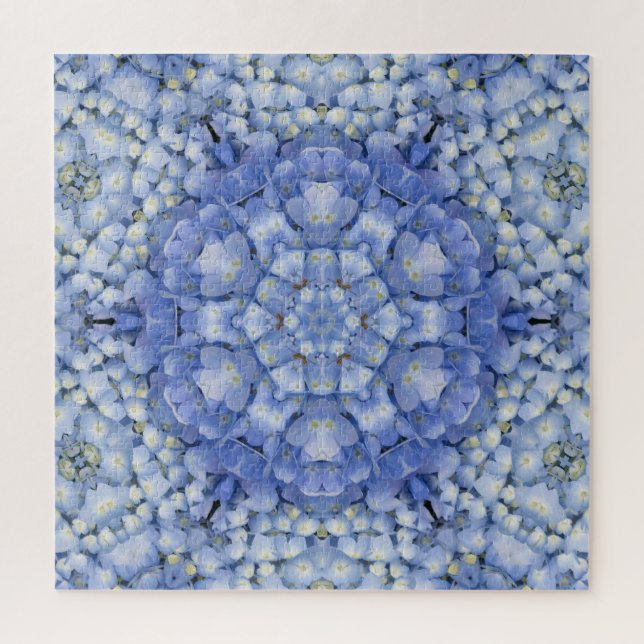 Puzzle Moderne Blue Hydrangea Floral Kaleidoscope (Vertical)