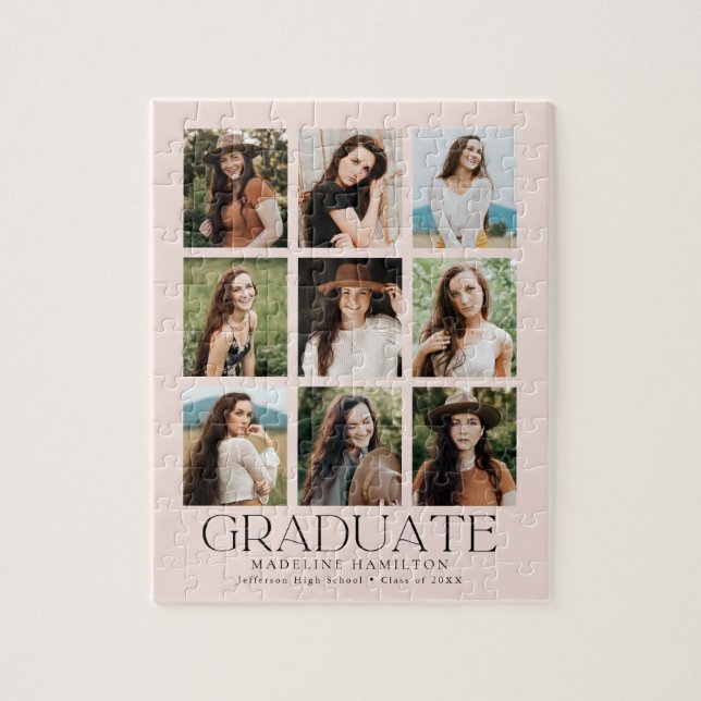 Puzzle Moderne Blush 9 Photo Collage Graduation (Vertical)