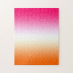 Puzzle Moderne Bright Pink Blanc et Orange Ombre<br><div class="desc">Un dégradé tricolore rose, blanc et orange. Ajoutez du texte si vous souhaitez créer votre propre design. Créez votre propre puzzle stimulant avec un dégradé de couleur simple. Fille ombre. C'est une grande image qui se transfère bien vers d'autres cadeaux.</div>