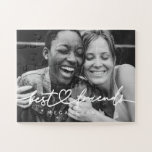 Puzzle Moderne Chic Coeur Best Friends Besties BFF Photo<br><div class="desc">Le design est composé d'une typographie de script cursive amusante et ludique avec une police sans serif. Ajoutez une photo personnalisée.</div>