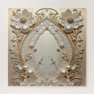 Puzzle moderne de fleurs blanches perles