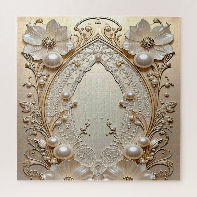 Puzzle moderne de fleurs blanches perles (Vertical)