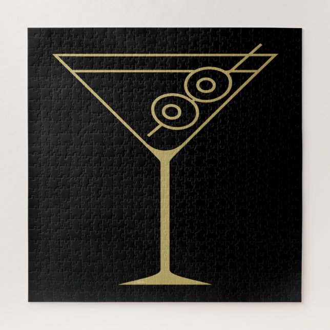 Puzzle Moderne de milieu de siècle Or 2 Martini olive (Vertical)