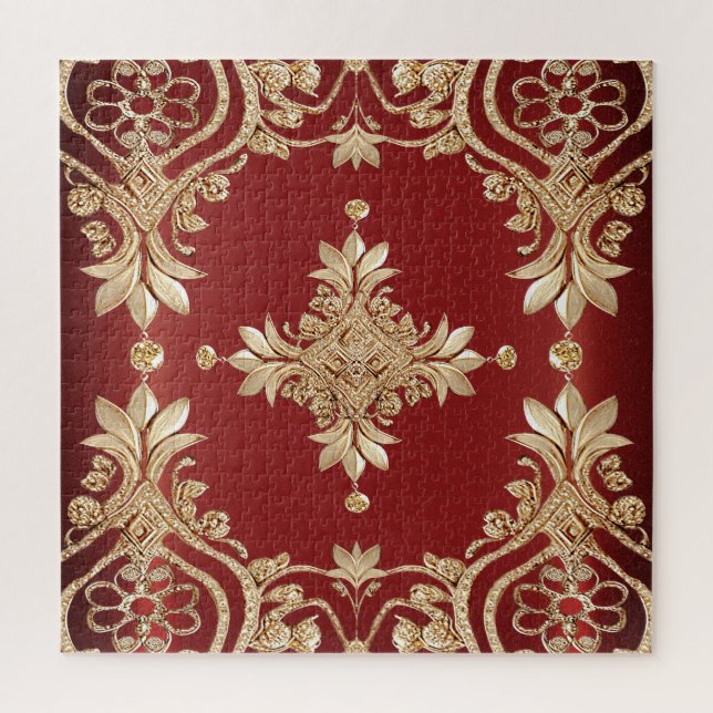Puzzle moderne fleurs rouges or (Vertical)
