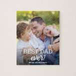 Puzzle Moderne Meilleur Papa Jamais Photo personnalisée<br><div class="desc">Créez un cadeau chaleureux et unique avec cette Typographie moderne "Best Dad Ever" Photo Puzzle personnalisé. Personnalisez-le avec votre photo préférée pour célébrer papa le jour du Père,  son anniversaire,  ou simplement parce que. Un souvenir amusant et sentimental qui apporte des souvenirs à la vie,  pièce par pièce.</div>