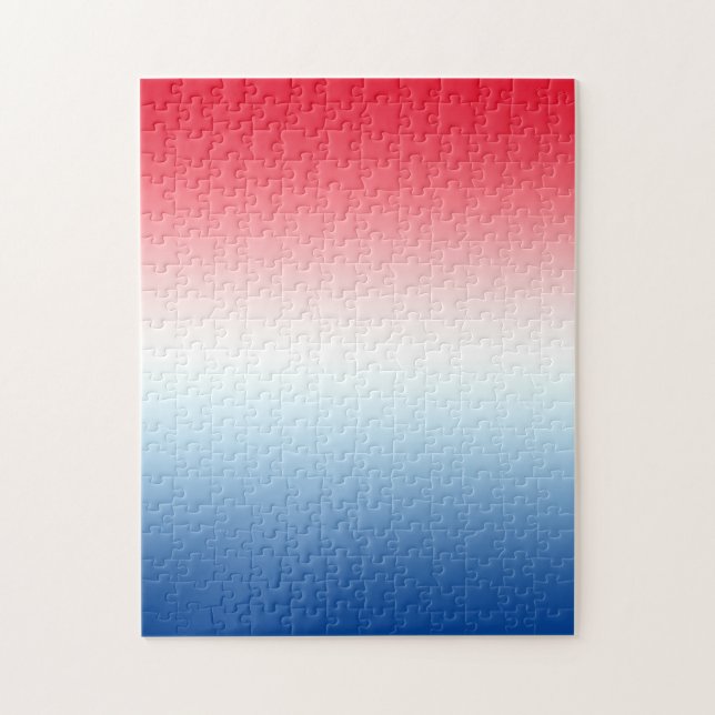 Puzzle Moderne ombré rouge blanc et bleu vif (Vertical)