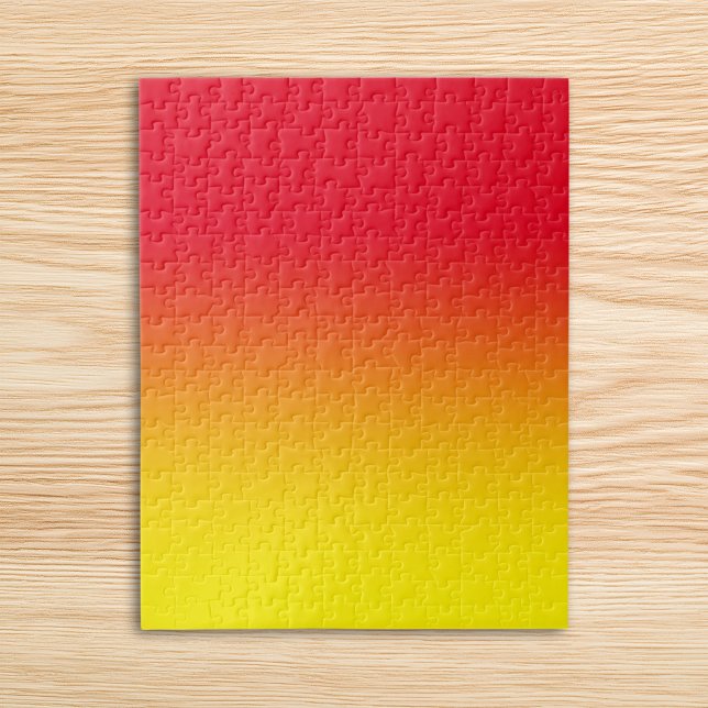 Puzzle Moderne Ombre Rouge Clair et Jaune (Modern Bright Red and Yellow Ombre Jigsaw Puzzle)