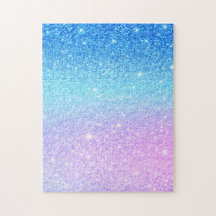 Moderne pailleté bleu ombré violet chic