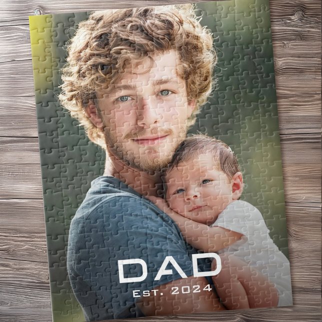 Puzzle Moderne papa est année fête des pères nouvelle pho (Modern dad est year father's day new baby photo jigsaw puzzle)