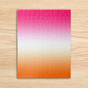 Puzzle Moderne Rose Clair Blanc et Ombre Orange