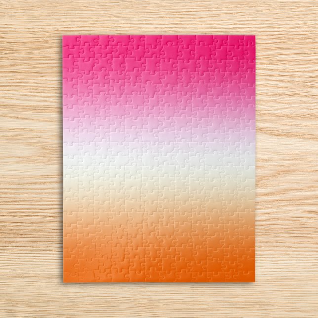 Puzzle Moderne Rose Clair Blanc et Ombre Orange (Modern Bright Pink White and Orange Ombre Jigsaw Puzzle)