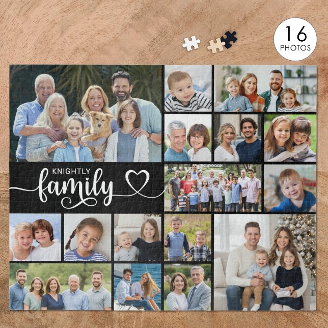 Puzzle Moderne Script FAMILLE 16 Collage de photos Votre  (Créateur téléchargé)