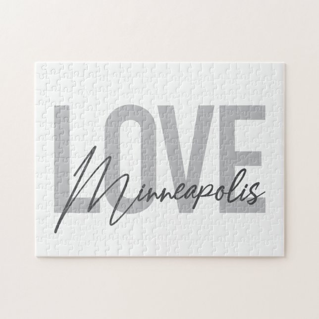 Puzzle Moderne, simple, urbain, Amour cool Minneapolis (Horizontal)