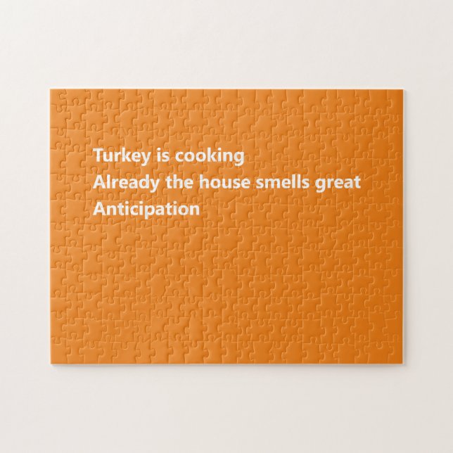 Puzzle Moderne Thanksgiving Haiku Poem Minimal Orange (Horizontal)