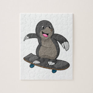Puzzle Mole en skate avec skateboard