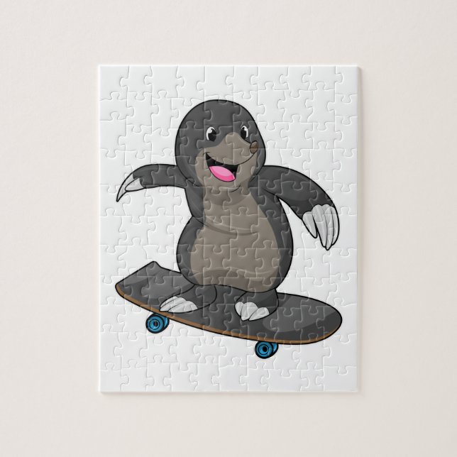 Puzzle Mole en skate avec skateboard (Vertical)