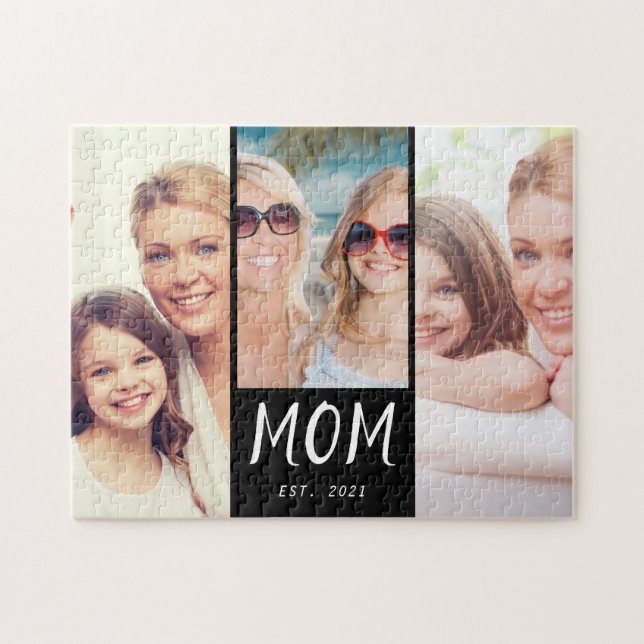 Puzzle Mom Established Modern Script 3 Photo (Horizontal)