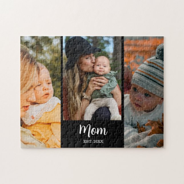 Puzzle Mom Established Modern Script Black 3 Photo (Horizontal)