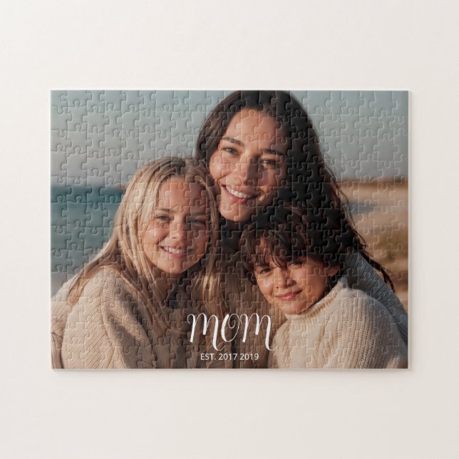 Puzzle Mom Established Modern Script Photo (Horizontal)