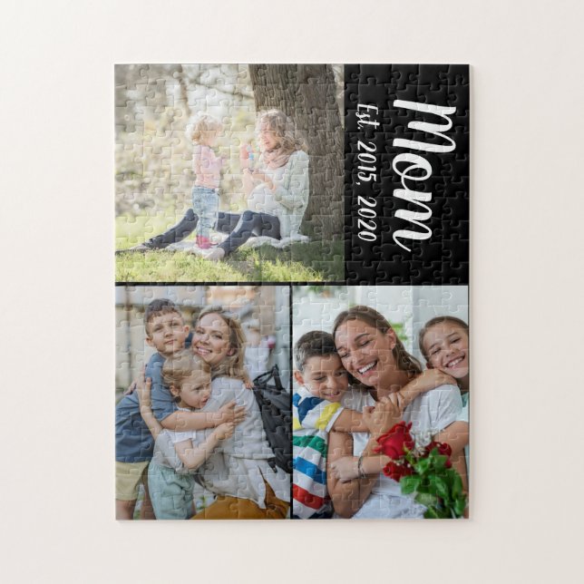 Puzzle Mom Established Script Black 3 Photo (Vertical)