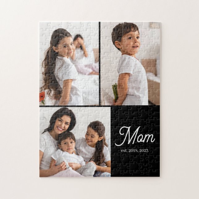 Puzzle Mom Established Script Black 3 Photo (Vertical)
