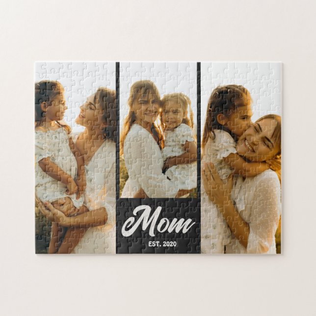 Puzzle Mom Established Script Black 3 Photo (Horizontal)