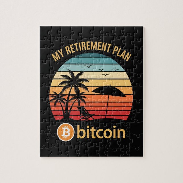 Puzzle Mon Plan de Retraite Bitcoin Plage Coucher de Sole (Vertical)