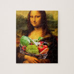 Puzzle Mona Lisa aime les légumes<br><div class="desc">non seulement les végétariens et végétariens peuvent avoir un sourire en regardant la célèbre dame avec le sourire doux</div>
