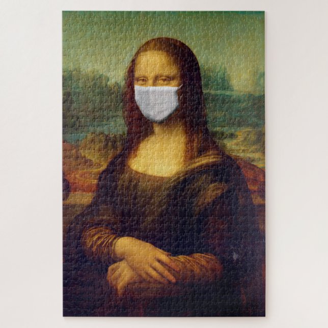 Puzzle Mona Lisa avec masque respiratoire (Vertical)