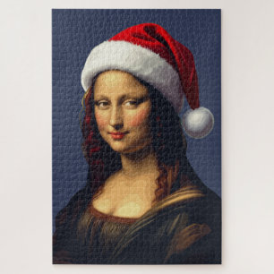 Puzzle Mona Lisa Chapeau de Père Noël Noël Fête Découpe