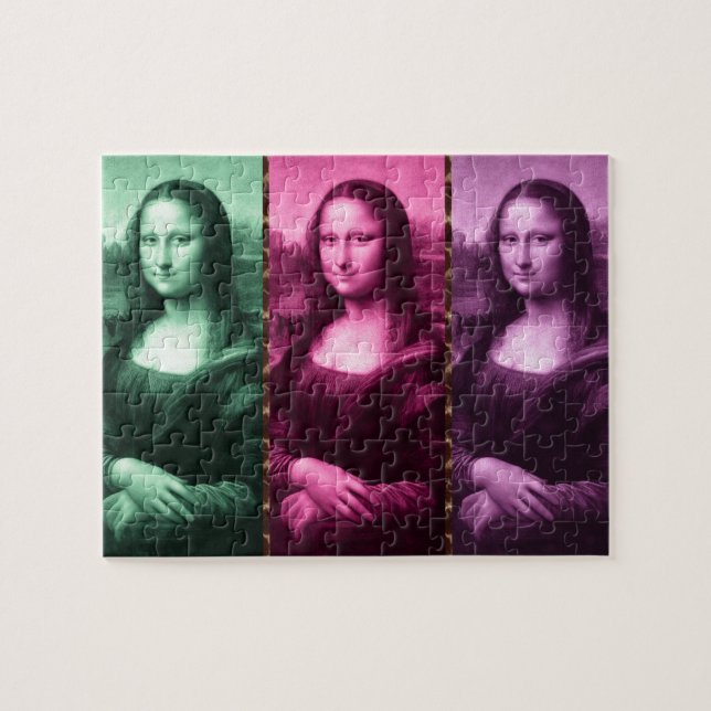 Puzzle Mona Lisa Poster de animal rose rose violet (Horizontal)