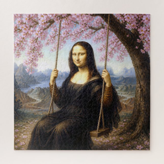 Puzzle Mona Lisa sur une balançoire sous les fleurs de ce (Vertical)