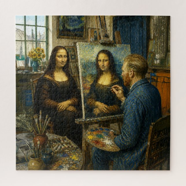 Puzzle Mona Lisa visite l'atelier de Vincent van Gogh (Vertical)