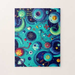 Puzzle Monde Alien Whimsical - Créatures spatiales coloré