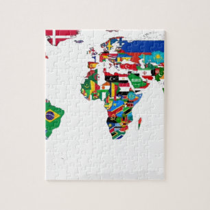 Puzzle Monde pendant - carte des drapeaux du monde
