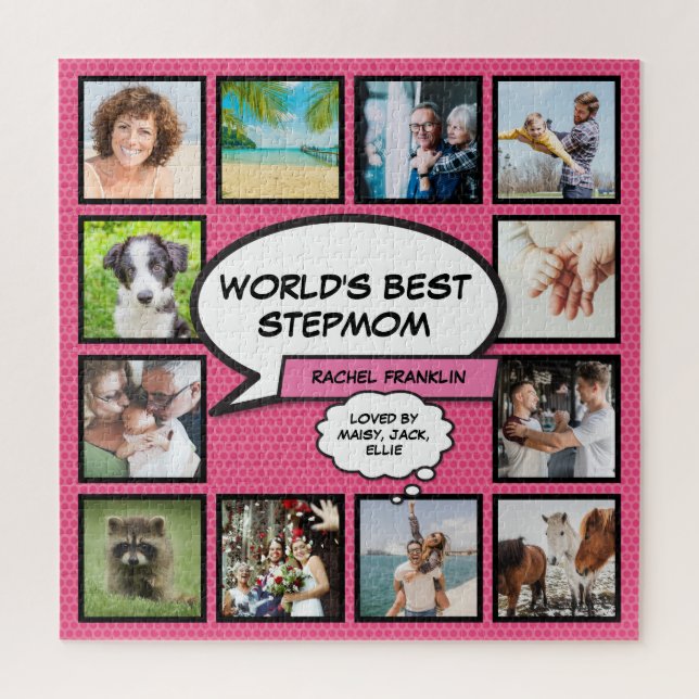 Puzzle Mondes Meilleur Stepmaman photo Collage amusant ro (Vertical)