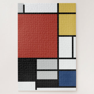 Puzzle Mondrian Painting Red Plane Yellow Black Gray Blue