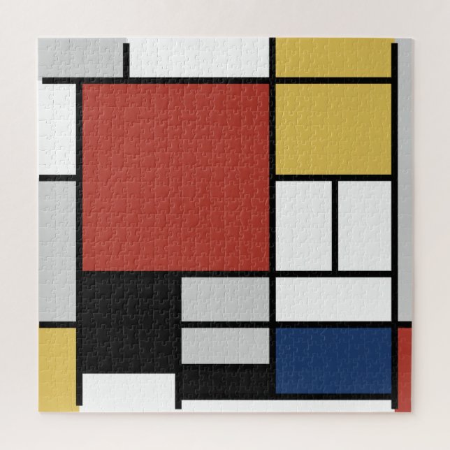 Puzzle Mondrian Peinture Rouge Plane Jaune Noir Gris Bleu (Vertical)