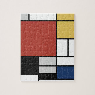 Puzzle Mondrian Peinture Rouge Plane Jaune Noir Gris Bleu