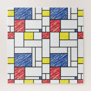 Puzzle Mondrik Scribbles Minimaliste De Stijl Art Moderne