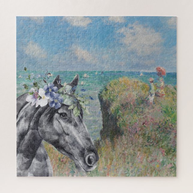 Puzzle Monet Cliff Walk & Black Horse Compilation (Vertical)